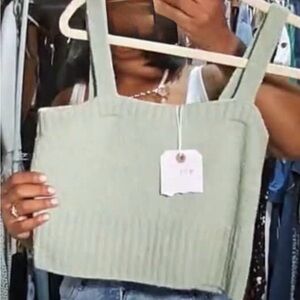 Sage Green Ribbed Crop Top